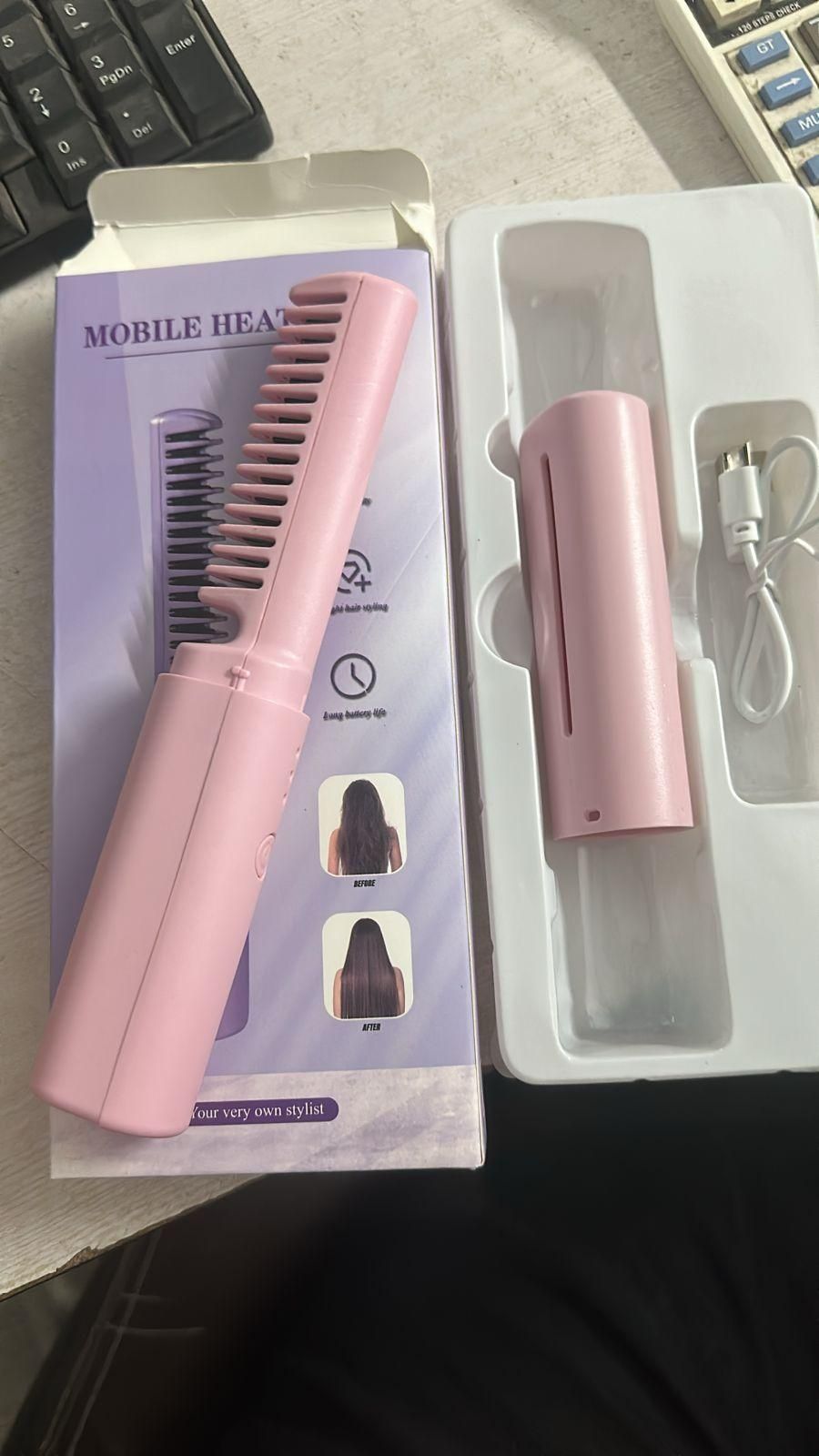 Mini Hair Straightener Cordless Rechargeable! Hot Comb.